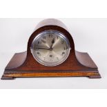 An oak cased Napoleon hat mantel clock, with three train Westminster/Whittington chiming movement,