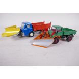 A Dinky Toys Model Ford D800 snow plough, no tailboard, 7" long, together with a Corgi model