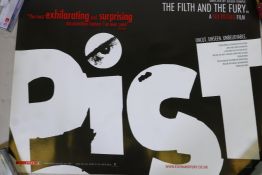 An advertising poster for Julian Temple's film 'The Filth and the Fury', (a Sex Pistols film), 40" x