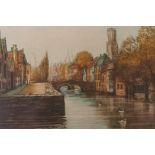 James D. Carter (British, early C20th), a pair4 of coloured etchingts, 'Quay vert, Bruges' and '