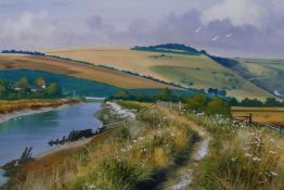 Andrew Dandridge, (British,C20th), 'Along the River Cuckmere', signed lower right and labelled