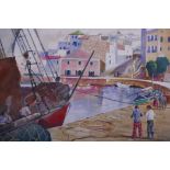 Ernest William Aldworth, (British, 1889-1977), two paintings, Cuitadella de Menorca, harbour