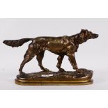 A C19th gilt bronze figure of a setter dog after Jules Moigniez, 13" x 7"