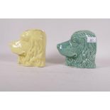 A mid C20th ceramic wall pocket in the form of a spaniel's head, impressed McCoy, 6" high, and