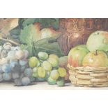 Arthur Dudley, still life with fruit, watercolour, 29½" x 10½"