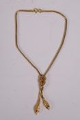 A pinchbeck gold serpent necklace, 14" long