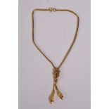 A pinchbeck gold serpent necklace, 14" long