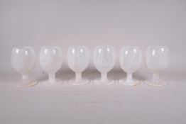 A set of six onyx goblets, 5" high