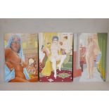 Millard (British, C20th), three paintings depicting female nudes through history, Lady Godiva,