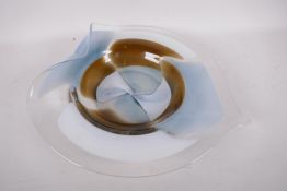A Mdina studio glass petal shaped bowl, 13" diameter