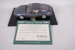 A Guiloy Die Cast model of an Aston Martin DB7, 10" long, No 0049 with certificate from Aston Martin