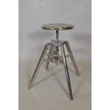 A nickel plated adjustable industrial bench stool, A/F loss to handle