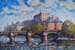 Robert Le Berger, (French, 1905-1972) 'Le Pont Neuf, Paris' 1969, impressionist style, signed
