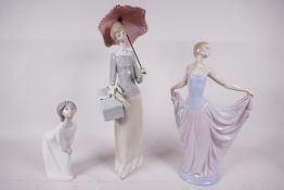 Three Lladro porcelain figurines, 'A dancer', ( Special Edition) model number 01007189-P4760, 12"