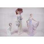 Three Lladro porcelain figurines, 'A dancer', ( Special Edition) model number 01007189-P4760, 12"