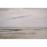 A Norfolk coastal scene, signed indistinctly verso, watercolour, 21" x 14"