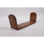 A mid C19th inlaid walnut bookslide, losses to veneer, 17½" long extended