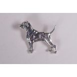 A sterling silver brooch in the form of a boxer dog, 1½" long