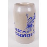 A five litre stoneware beer stein advertising the Belgian Oktoberfeesten Festival, 11" high