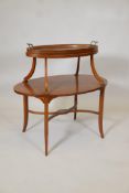 A Victorian two tier mahogany etagere, with boxwood stringing and satinwood cross banded edge,