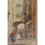 P. de Fulvis, Italian street scene, watercolour, mid C20th, signed Fulvis, 8" x 14"