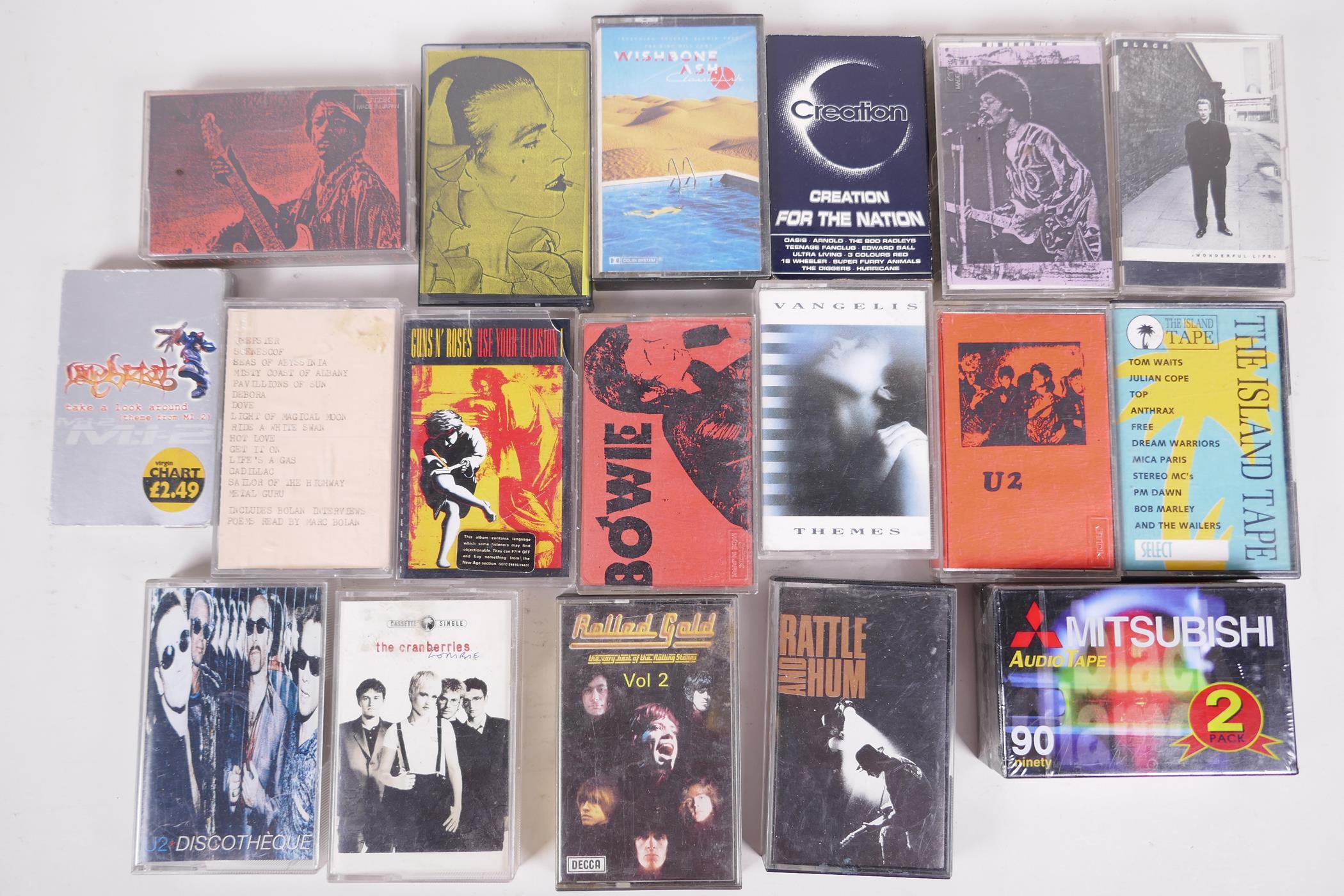 A quantity of 1970s and 80s music cassette tapes including some bootlegs