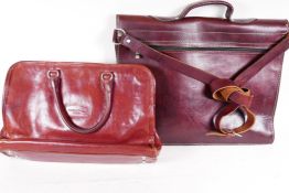 A vintage Freewoman Ubrique leather handbag, 14" wide, together with a leather satchel bag