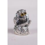 A 925 silver pin cushion in the form of a monkey