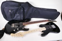 A Maverick electric guitar with roller volume and tone control, 39" long, together with a
