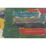 An abstract impasto oil on canvas, initialled R.H., 20" x 10"