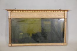 A Regency giltwood overmantel mirror with a Greek key frieze, 45" x 26"