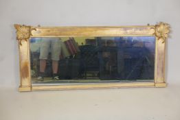 A William IV giltwood and composition overmantel mirror, 58" x 25"