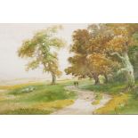 C. Goddard (British, C19th), 'A rural woodland scene', signed lower right, watercolour, 8" x 22"