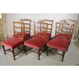 A set of six Georgian mahogany ladder back dining chairs, 38" high