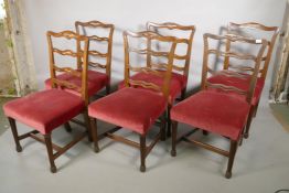 A set of six Georgian mahogany ladder back dining chairs, 38" high