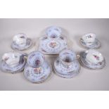 A Shelley 'Crochet' pattern six place tea service comprising six cups and saucers, 6" plates, a