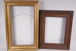 A C19th swept gilt picture frame, rebate3 17" x 9", together with a good gilt plaster frame,