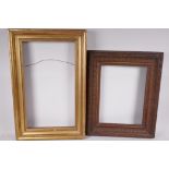 A C19th swept gilt picture frame, rebate3 17" x 9", together with a good gilt plaster frame,
