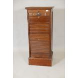 A late C19th/early C20th mahogany tambour front filing cabinet, 19" x 17" x 45" high