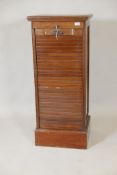 A late C19th/early C20th mahogany tambour front filing cabinet, 19" x 17" x 45" high