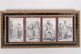 A section of a C19th lithograph cartoon depicting disgruntled trade unionists, 9" x 3½"