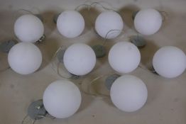 Ten polycarbonate pendant ceiling lights, 9" diameter