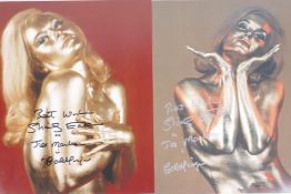 Shirley Eaton, two signed photographs of her in make up for her part as Jill Masterson in the