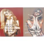 Shirley Eaton, two signed photographs of her in make up for her part as Jill Masterson in the