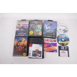 A Saga Genesis game, Desert Strike, three Saga Mega drive games, Super Hang On, PGA golf tour,