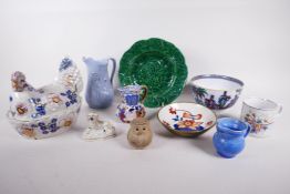 A good selection of Victorian and Continental porcelain and pottery, to include a Staffordshire