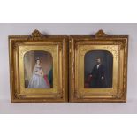 A pair of C19th gilt framed over painted photographs of Hugh Christie Paterson and Elizabeth
