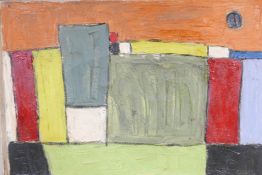 In the manner of Robert Sadler, abstract landscape, oil on canvas, 39" x 28"