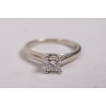 A 9ct white gold diamond solitaire ring, approx 0.4ct, 2.5g, size N