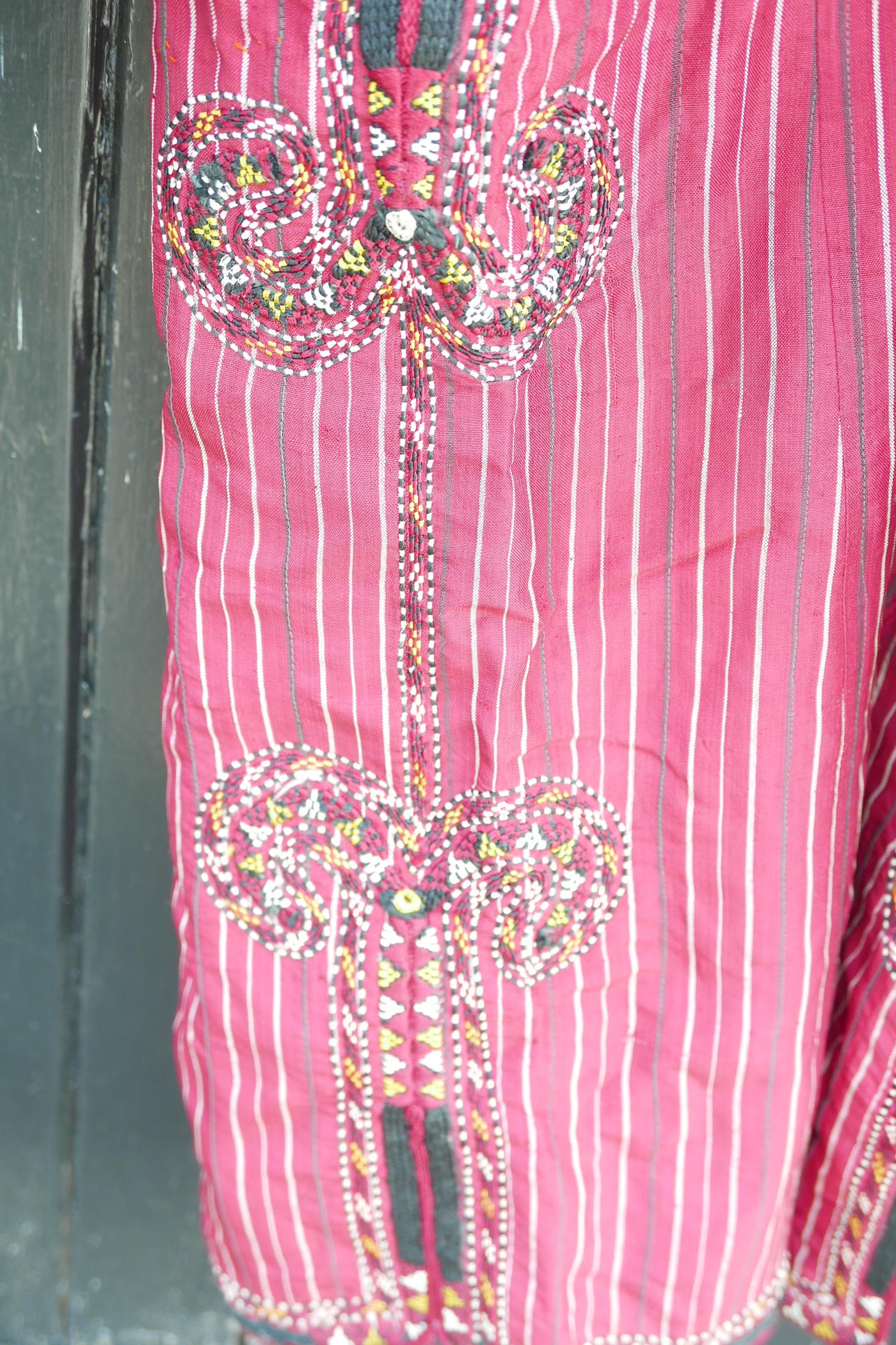 A Turkmenistan embroidered silk 'Chyrpy' robe, c1950s, 42" long - Image 3 of 3